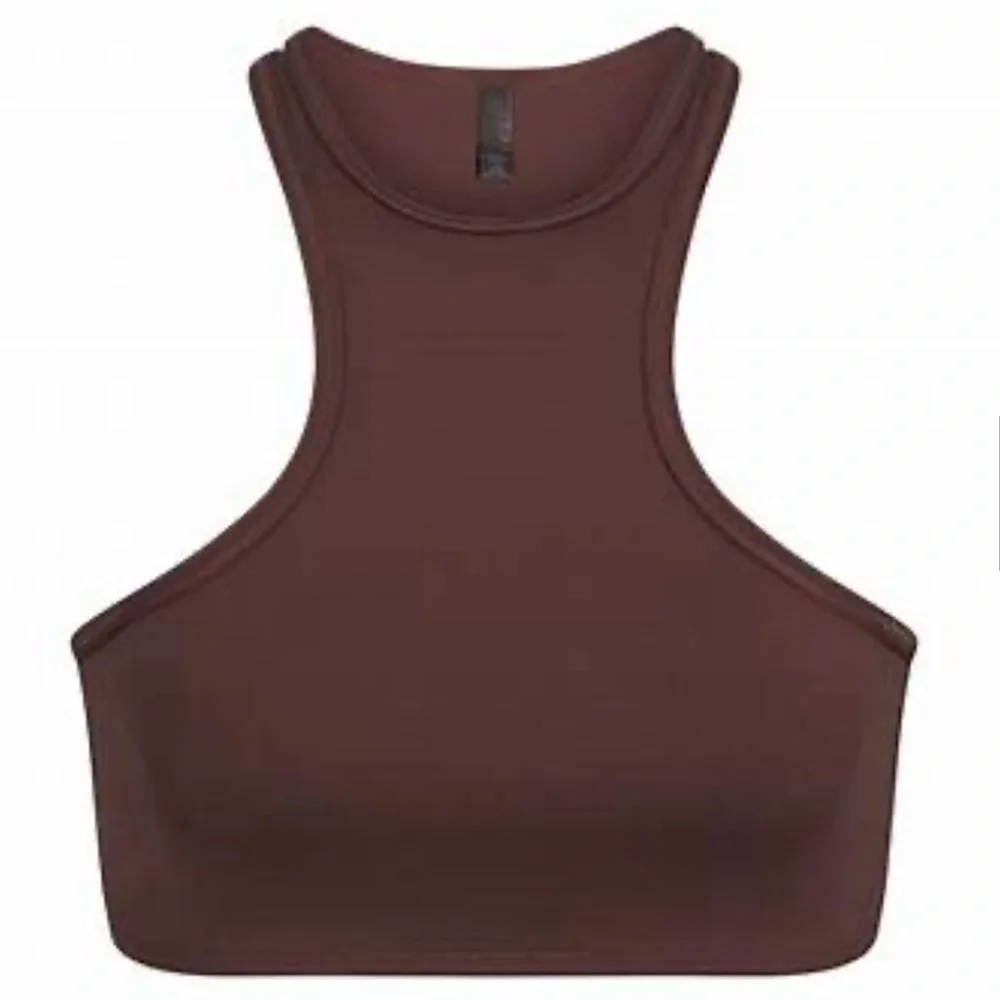 Skims Swim High Neck Racer back in Cocoa